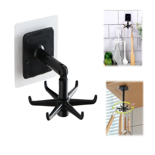 360 Degree Rotatable Adhesive Sticker ABS Plastic Hook Towel Hanger for Kitchen, Bathroom, Utensil H | 669