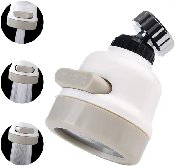360° Rotatable Universal Splashproof Head 3 Modes Adjustable Sink Faucet Sprayer Sprinkler Tap for | 641