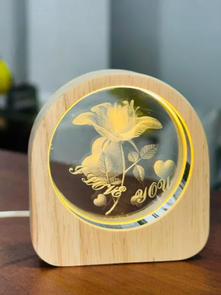 3D Crystal Ball Night Light USB Table LED Wooden Decoration Birthday Gift Adults (8cm) Model No 5 | 1509