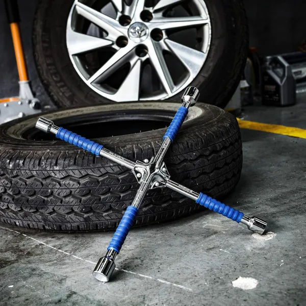 4 Way Lug Wrench Tire 17 19 21 23 Size Universal Nut Cross Heavy Duty Non Slip | 386