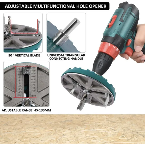 45-130mm Adjustable Hole Saw Kit Metal Adjustable Punching Saw Multifunctional Woodworking Round Hol | 1385