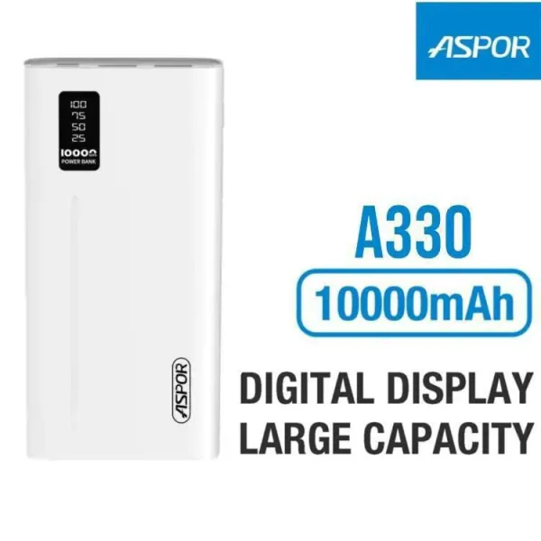 Aspor A330 Power Bank 10000mAh 2 Outputs No Warranty | 606