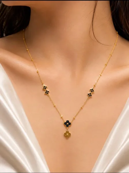 Aura Premium Non-Tarnish Golden Clover Necklace | 3001