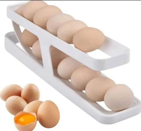 Automatic Rolling Egg Dispenser Refrigerator Egg Storage Rack Holder Double Layer Space Saving Kitch | 812