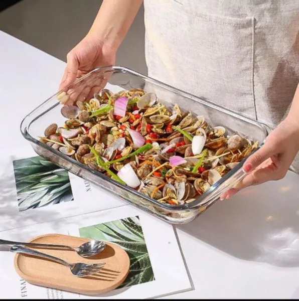 Baking Dish 1L Pyrex Glass High Boron Heat Resistant Glass Cake Plate Oven Bakeware Dessert Dish​ Ki | 1400