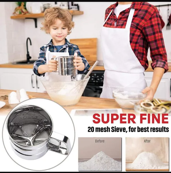 Baking Stainless Steel Shaker Sieve Cup Manual Flour Sifter with Measuring Scale Mark for Flour Icin | 1467
