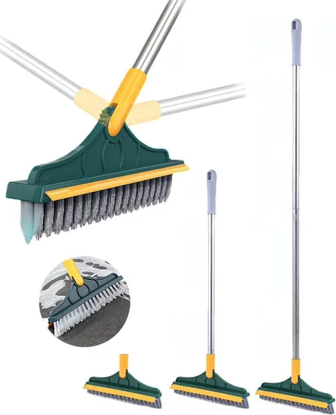 Bathroom Cleaning Brush with Wiper 2 in 1 Tiles Cleaning Brush Floor Scrub Bathroom Brush with Long | 1564
