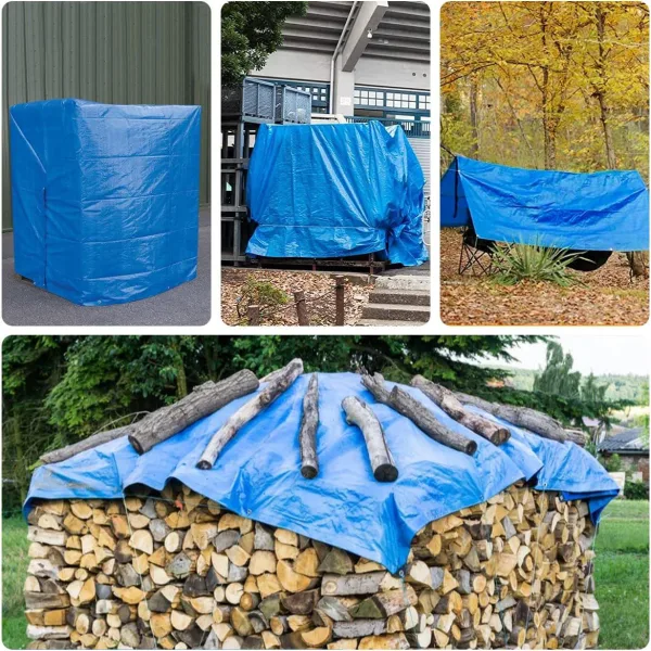 Blue Tarpaulin Sheet (Cut-Size) Lightweight PE Plastic Tarp Water-Resistant Ground Sheet Multipurpos | 1586
