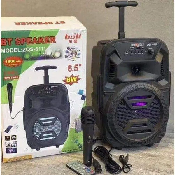 Bluetooth Speaker ZQS-6111 With Karoke Mic - Pen l Memory Card l FM Radio Support | 1234