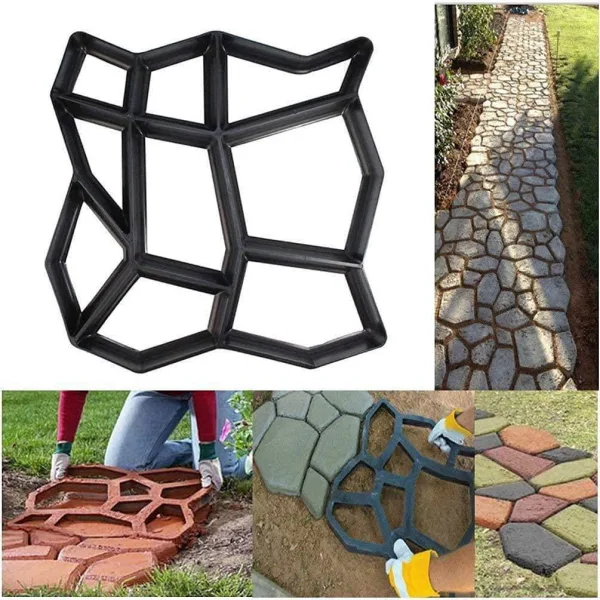 Building Paths Mold Country Stone Concrete Pattern Walk Stepping Maker Mould DIY | 302