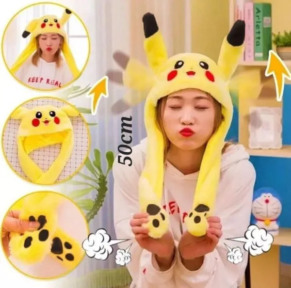 Bunny Hat Light Up Cute Plush Pikachu Hat Moving Ears With Colorful Led Random Clrs | 56413