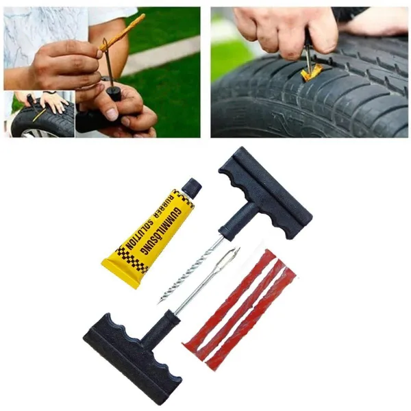 Car Tubeless Tire Repair Tools Tyre Puncture Repair Plug Kit Needle Patch Fix Tool Cement Useful Se | 754