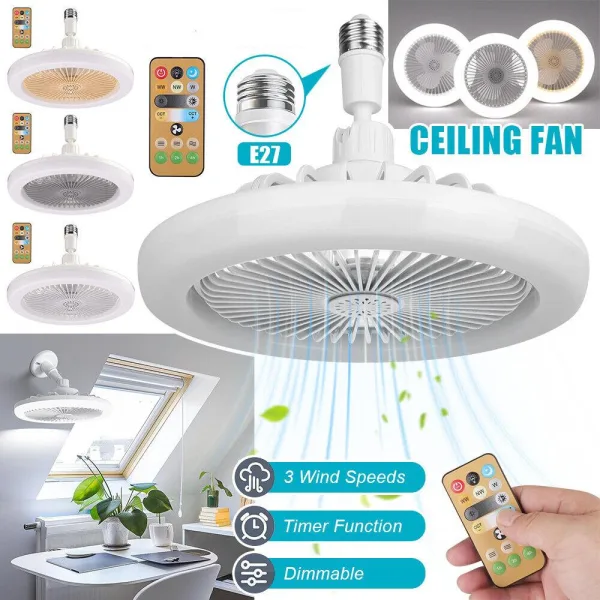 Ceiling Fan with Lighting LED Light Adjustable Wind Speed Remote Control Bedroom 5 Blades | 614