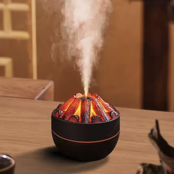 Charcoal Flame Humidifier Aromatherapy Essential Oil Diffuser 300ml Mist Ultrasonic Humidifier for B | 31411