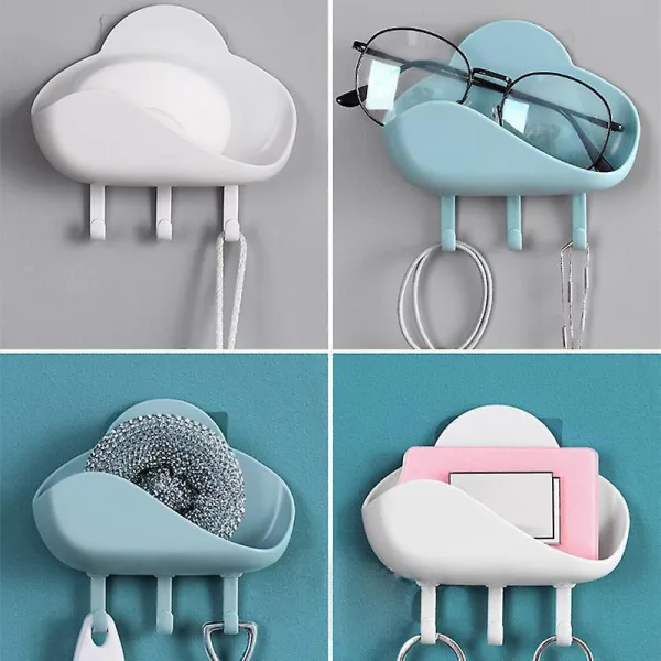 Cloud Style Hook Soap Holder Kitchen Wall Hanging Sticky Hook Bathroom Soap Box Drain | 1231