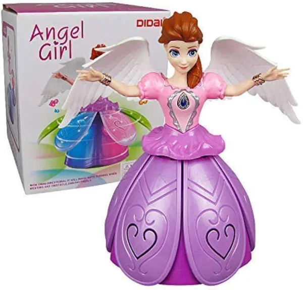 Dancing & Rotating Angel Girl Doll with Wings - Projection Light and Music Model Dolls Birthday Gif | 1554