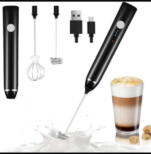 Electric Milk Frother With Double Whisk, USB Rechargeable 2 In 1 Milk Foam Maker For Coffee Latte C | 1444