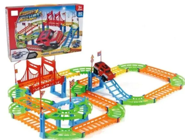 Electric Rail Car Flexible Track Car Toy 90Pcs - | 1599
