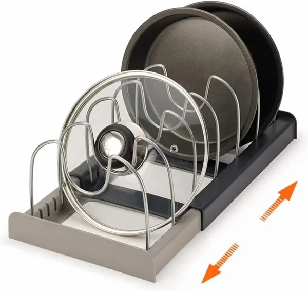 Expandable Pot and Pan Organizers Rack, Kitchen Cabinet Organizer, Pot Lid Drain Rack, Drawerstore E | 580