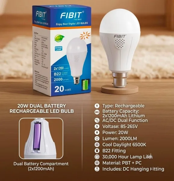 Fibit 20W Rechargeable Bulb B22 l 2400mAH Battery | 31466