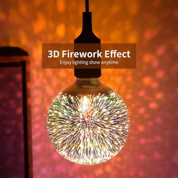 Fireworks Decorative Light Bulb, E26 Base, 4W, AC100-240V, Glass Bulbs with Soft Warm Light, Shiny D | 1237