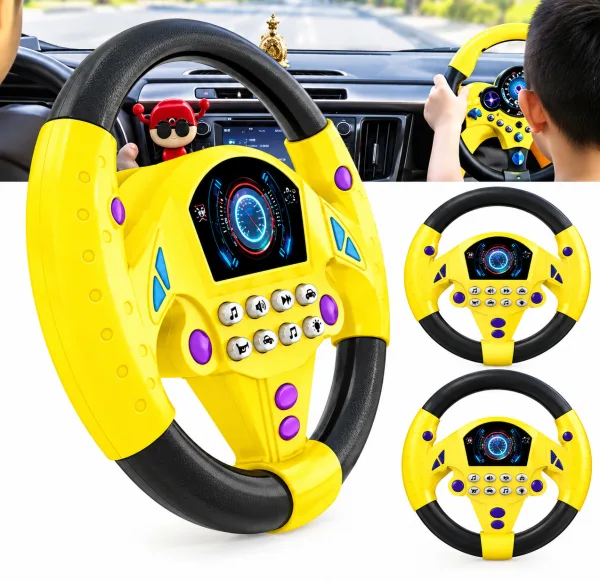 Eletric Steering Wheel Toy with Light Sound for Baby Kids Educational Portable Simulated Driving Ste | 31486