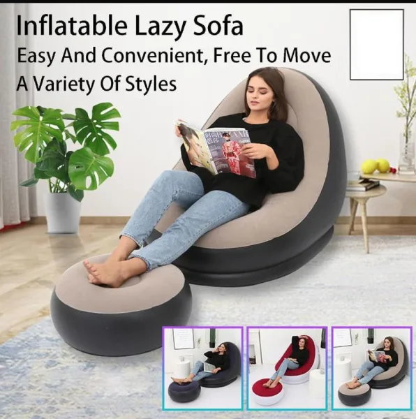 Folding Portable Inflatable Sofa Chair Flocking Lounge Chair with Electric Air Pump Leisure Lazy Cou | 810