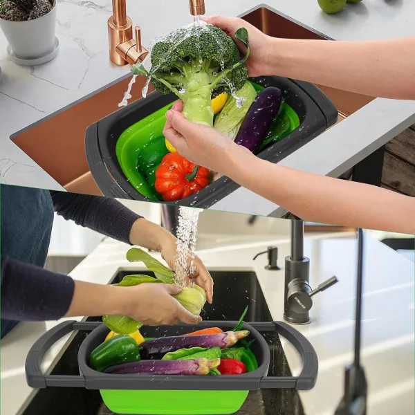 Fordable Drain Basket Colander Fruit Vegetable Washing Basket Strainer Collapsible Drainer with Hand | 815