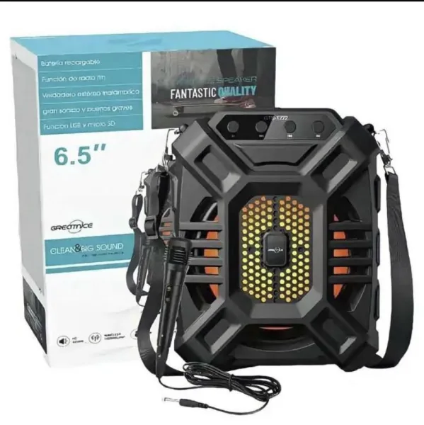 GREATNICE GTS-1222 Bluetooth, USB, TF Card & FM Radio Supported 6.5 Inch Driver RGB Lighting Speaker | 442