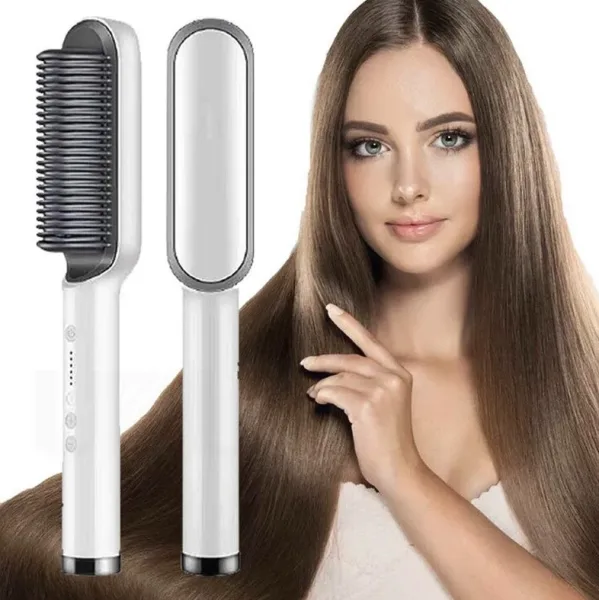 Hair Straightener Curling Professional Quick Heated Electric Hair Comb iron Dryer Hairstyle Brush | 27812