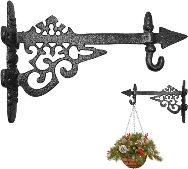 Hanging Basket Bracket Outdoor Plant Holder Decorative Cast Aluminum Wall Hanging Brackets Garden Me | 23455