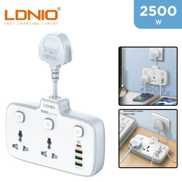 High Quality Ldnio Power Socket SC2413 Extension Plug with USB 20W Socket Extension Cord Universal O | 706
