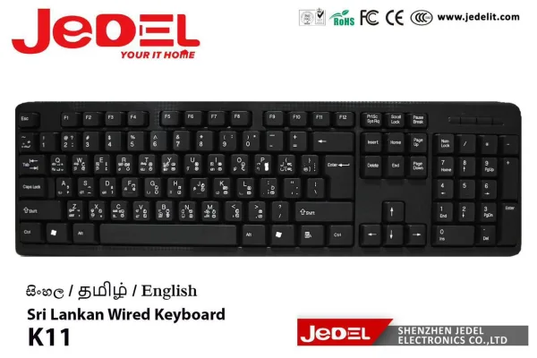 JeDEL K11 Sri Lankan Wired Keyboard Sinhala Keyboard Tamil Keyboard English Keyboard | 396