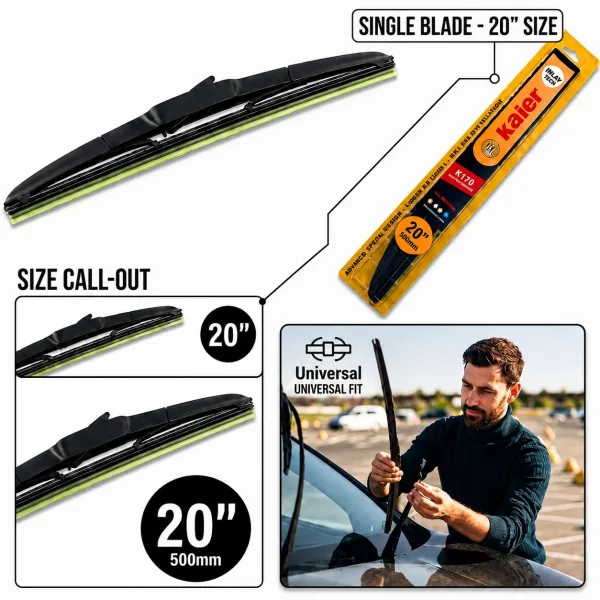 Kaier Universal Hybrid Windscreen Wiper Blade Color Box 20” 500mm (Single Pcs) | 42784