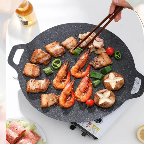 Korean BBQ Grill, Good Insulation Heat Resistant Solid Grilling Pan Nonstick for Outdoor Indoor Par | 451
