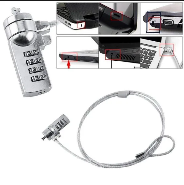 Laptop Lock Cable Chain, Theft Deterrent 4 Digit Password for Notebook PC, for Notebooks/Desktops wi | 753