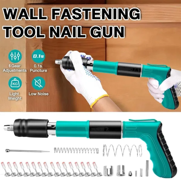 Manual Mini Steel Nail Gun 5 Gears Power Adjustable Wall Nail Guns for Ceiling，Manual Steel | 349