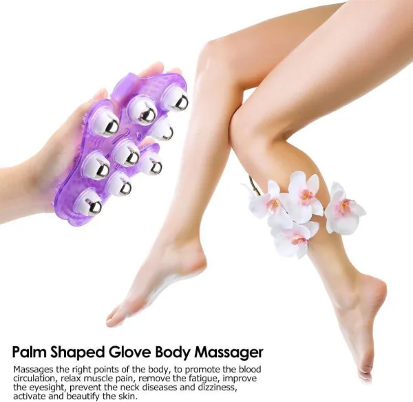 Massage Glove,Palm Shaped Body Massager Roller Ball Muscle Pain Relief Random Color | 776