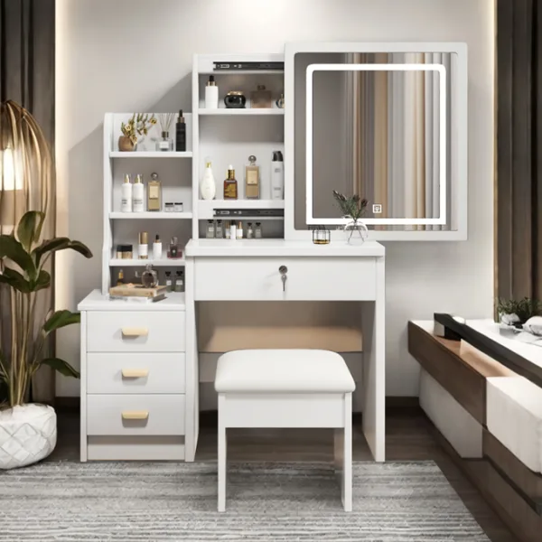4 DRAWER VANITY DESK WITH MIRROR