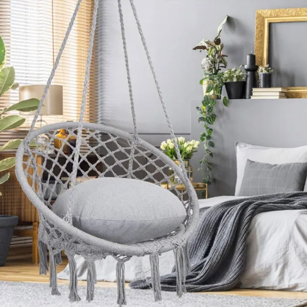 ROPE HAMMOCK SWING CHAIR WITH CUSHION