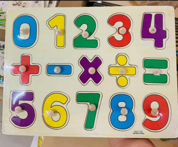 0-9 Wooden Number & Math Signs Picture Board With Knobs - (1c242) - Learning Educational Math Toys f | 855
