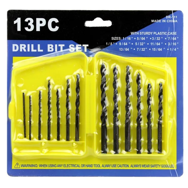 13Pc 1.5-6.5mm Round Shank Twist Drill Bit Set Titanium Coated HSS Bit Woodworking Metal Tools | 638