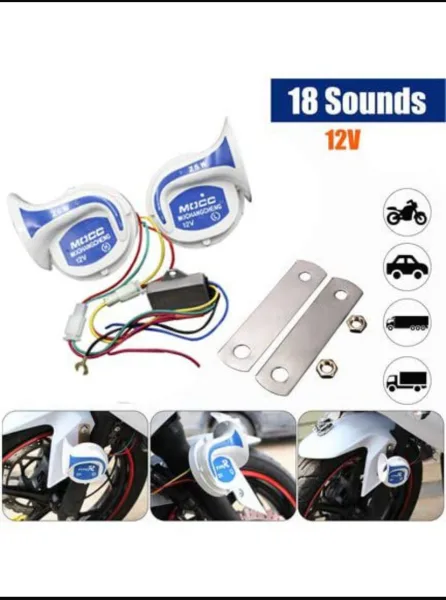 18 Sound Horn Car Horn Loud Car Horn 12V Auto Horn Universal 115db Snail Horn High Low Tone Waterpro | 699