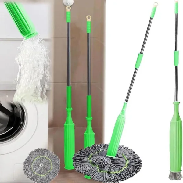 2 in 1 Self-Wringing Twist Mop With Bamboo Fiber Head, 360 Degree Spin Round Cleaning for Dry and We | 1563