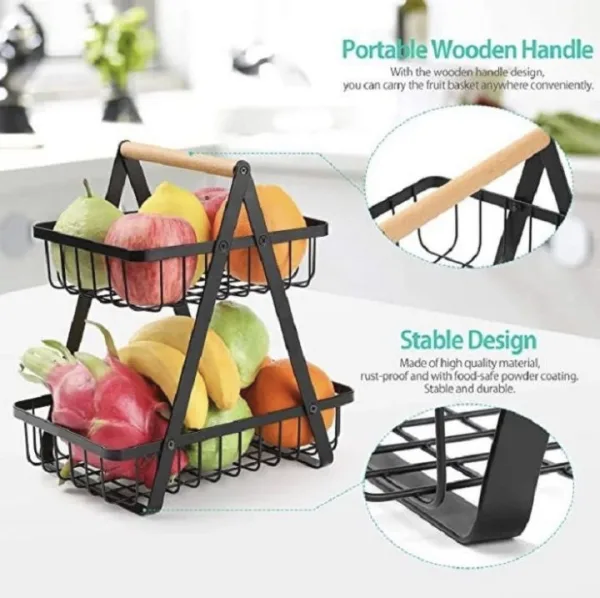 2 Layer Fruit Basket Home Storage Rack Steel Material | 83565
