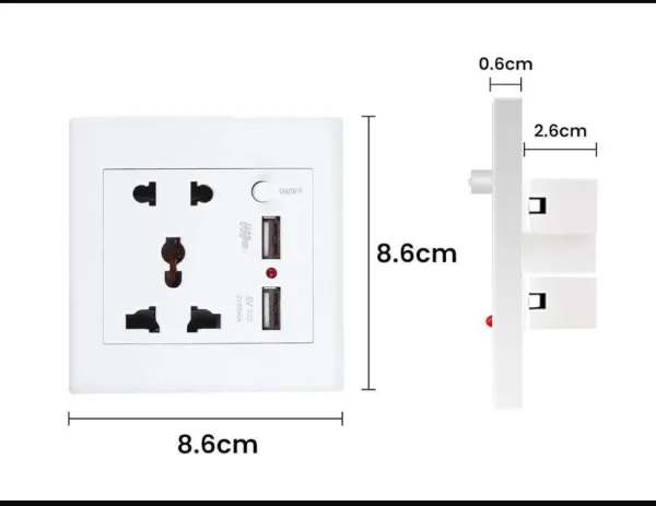 2.1 A 2 USB Wall Socket Charger Power Panel Dual High Speed Wall Mount Charger USB Outlet Power Stri | 1117