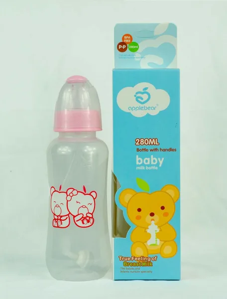 280ml PP baby feeding bottle with nipple and handle regular neck | 1110
