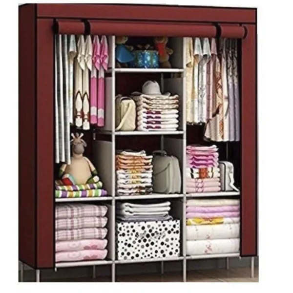 3 Door Portable Fabric Collapsible Fordable Clothes Closet Wardrobe (Delivery - 510/-) | 1085