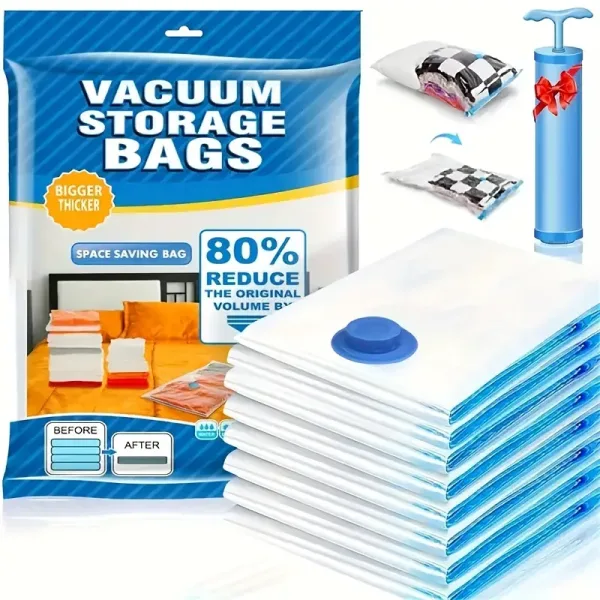 6 PCS VACUUM STORAGE BAGS WITH AIR PUMP